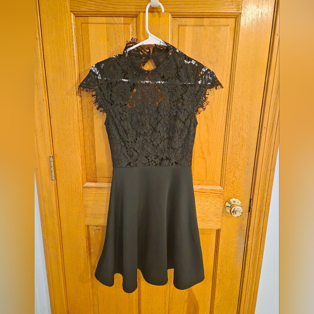 Francesca's Collections Elegant Black Lace Mini Dress